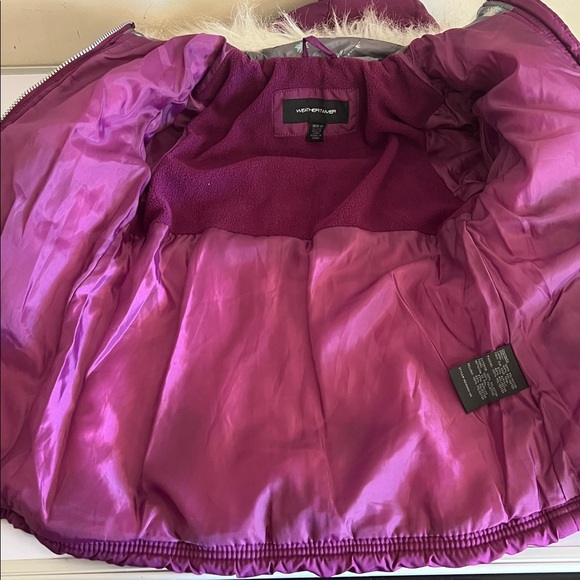 Weather Tamer Purple Hooded Fur Trimmed Puffer Jacket Size: 10-12 - Picture 5 of 9